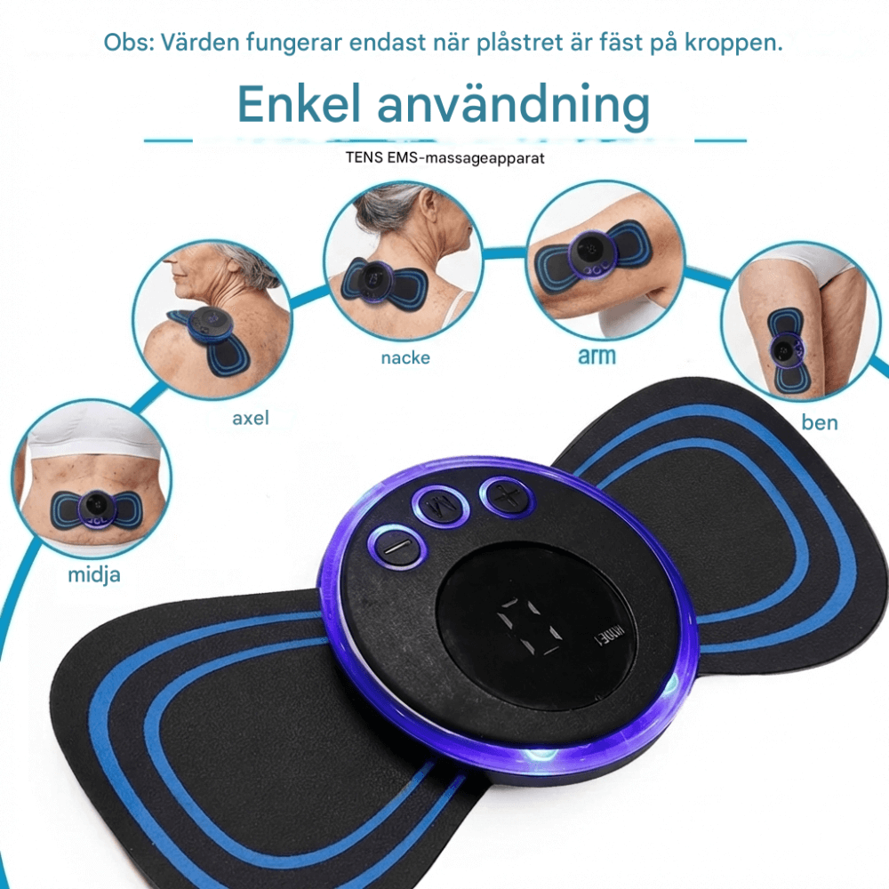 MuscleCare – Elektrisk EMS Puls Halsmassager Med Gelpude Og Intensitetsniveauer