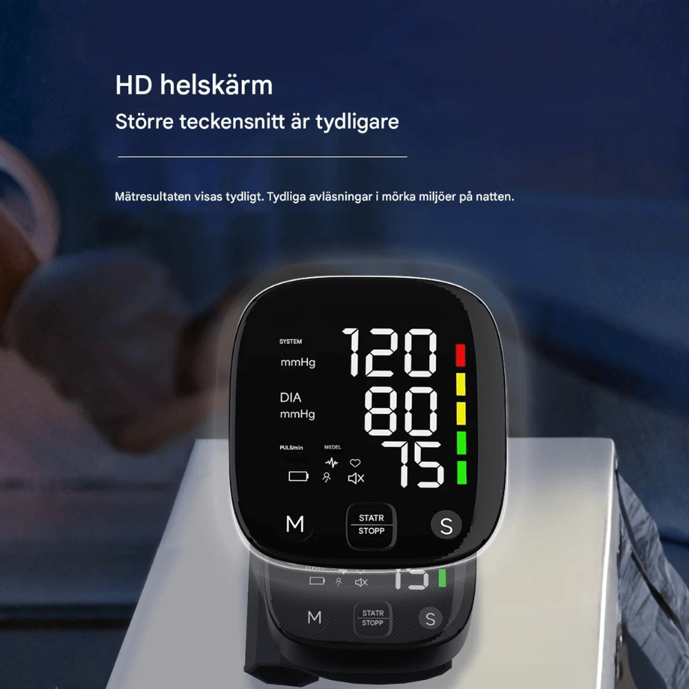 SmartPulse – Automatisk Blodtrycksmätare För Handled Med USB Uppladdning Och Minne